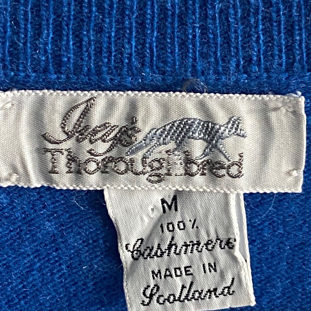 Lyle & Scott Thoroughbred Blue Cashmere V-Neck Sweater Made in Scotland Womens M - Picture 2 of 5